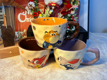 Zootopia Ceramic Mug | Wilde, Hopps & Clawhauser Design | Creative 3D Handle Coffee Cup | Couple & Gift Edition