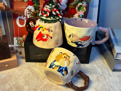 Zootopia Ceramic Mug | Wilde, Hopps & Clawhauser Design | Creative 3D Handle Coffee Cup | Couple & Gift Edition