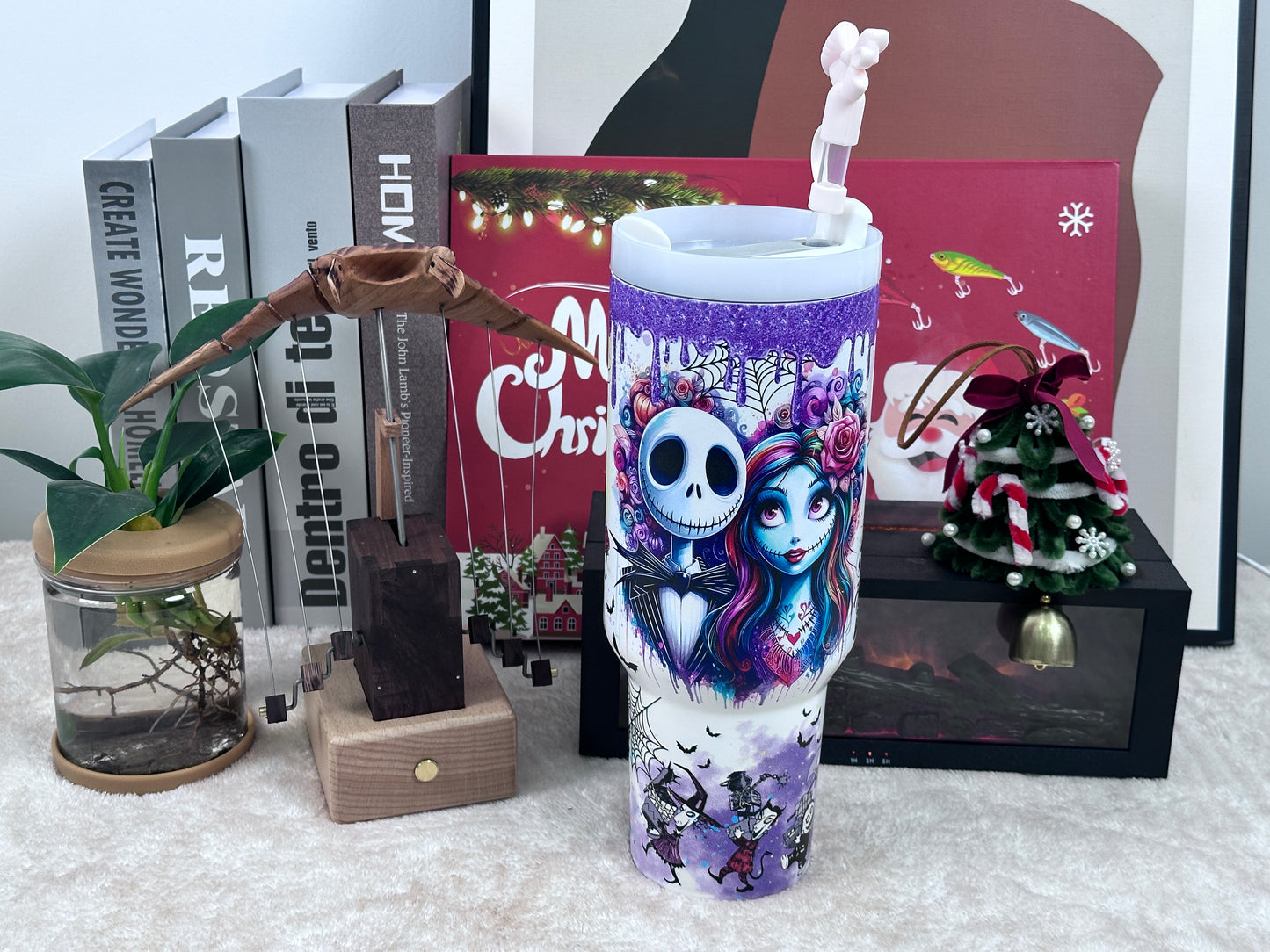 Gothic Fantasy Couple Tumbler | Purple Dream Series Stainless Steel Insulated Cup (40oz / 1.18L)