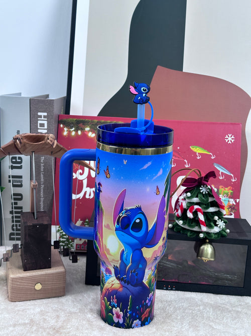 ✨Stainless Steel Tumbler with Lid & Straw | Cute Large-Capacity Insulated Mug | Creative Gift Cup